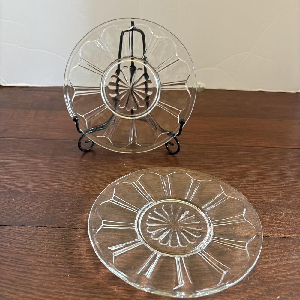 Anchor  Hocking Colonial Rib Clear 6" Bread And Butter Plate‎ 1934-1936 Set Of 2